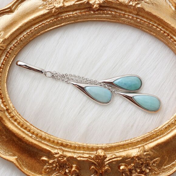 COPY - LARIMAR NECKLACE, CURB Chain Necklace, Larimar Gemstones - Picture 1 of 10